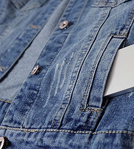 Kedera Denim Jacket For Women 2023 Distressed Jean Jackets Button Up Vintage Western Trucker Jacket With Pockets thumb #3