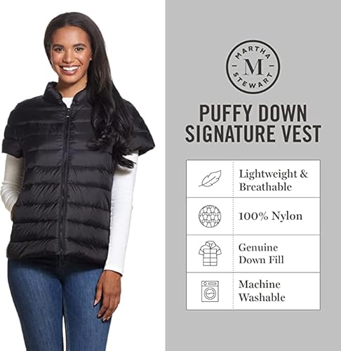 Martha Stewart Women’s Puffer Vest, Lightweight Water-Resistant Down Vest, Women’s Outerwear Vests #TOP3