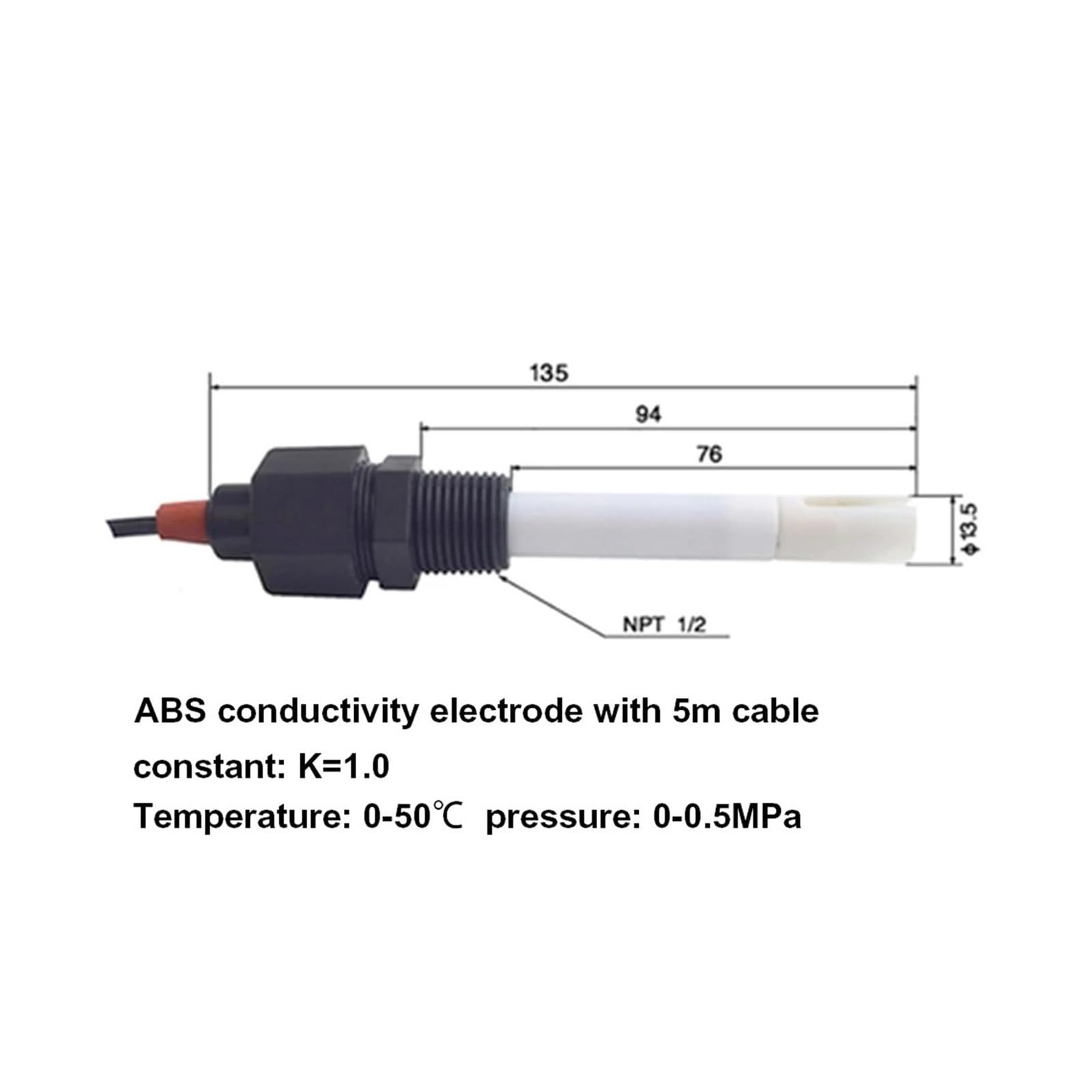 KOSBO Transmisor EC de Agua, Sensor EC, módulo de Sensor de conductividad TDS, 4-20ma, 0-5V, 0-10V, Salida RS485, Voltaje de Salida analógica(TDS 0-1000ppm,4-20mA)