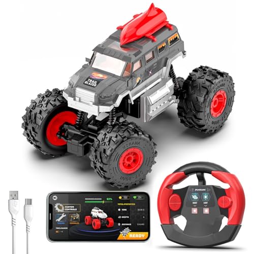 Image of Cockatoo-Kids Trailblazer 2WD Rechargeable Remote Control Car with Remote, Off-Road Monster Truck Toy for Boys Girls, 1200mAh Battery, Nitro Boost, Shock Absorber, BT Speaker, Fast USB Charge, Black