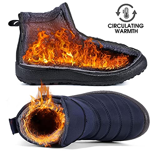 Aomigoct Boys Girls Winter Snow Boots: Waterproof Toddler Little Kid Boot with Fur Lined Easy Handles Unisex Child Warm Booties Comfortable Non Slip Walking3