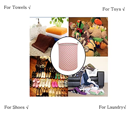 Image of MAIZMZ Pink Laundry Basket Kids Hamper Storage Bins Girls Nursery Hamper Waterproof Organizer Toy Box Large Canvas Collapsible Chest for for Bedroom,Clothes Organizer Basket,Toys Bin,Room Decor