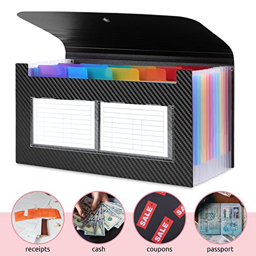 Skydue Receipt Coupon Organizer Holder, 13 Pockets Small Accordion File Organizer, Mini Expanding File Folder For Glove Box. 10 * 5.5 Inches (Pack Of 2) #TOP1