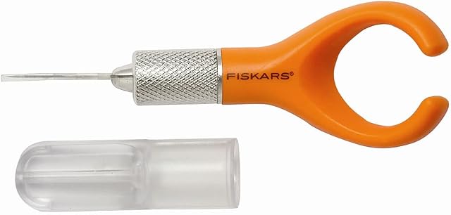 Fiskars FingerTip Art Knife, Finger-Handicraft Knife/Blade, For Right- and Left-handed users, Total length: 17.6 cm, Steel/Plastic, Orange, 1003738