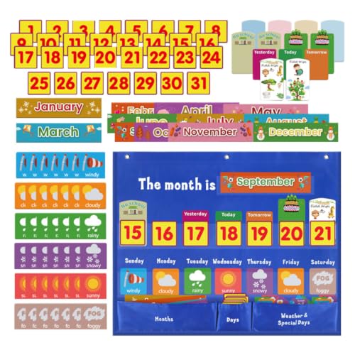 Calendario colgante para primaria ideal para rutinas diarias en centros de cuidado infantil