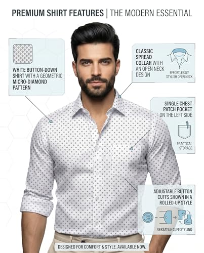 Image of Amazon Brand - INKAST Men's Printed Cotton Shirt | Full Sleeve | Regular Fit | Comfortable Formal Stylish Shirt for Men | Man Shirts for Professional Look