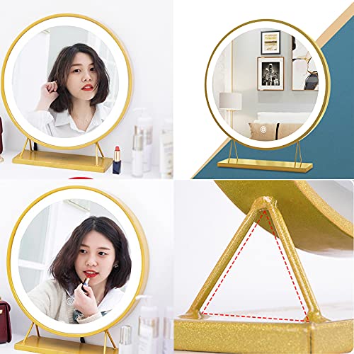 Espejo de maquillaje redondo iluminado con luz LED de 40 cm para vestidor 7
