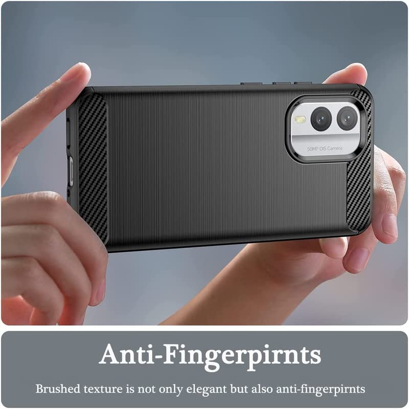 Image of NPRC Hybrid Ultra Slim Protective Case TPU Non-Slip Carbon Fiber Texture Shockproof Case Cover for Nokia X30 5g - Black