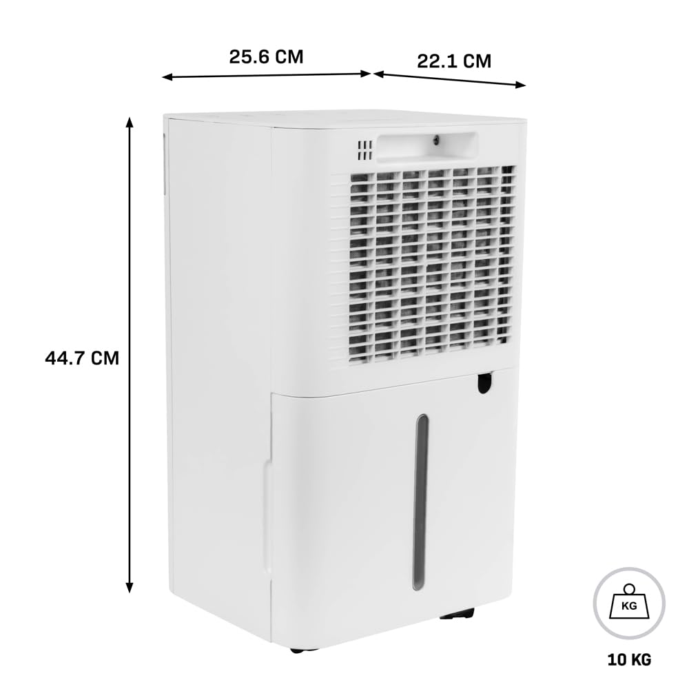 VONROC Osuszacz Powietrza 12L/dzień z WiFi – Cichy (≤38 dB), Filtr z Jonami Srebra, Jonizator, LED, Tryb Suszenia, Timer, Kompaktowy z Kółkami – Idealny do Pomieszczeń do 25 m²