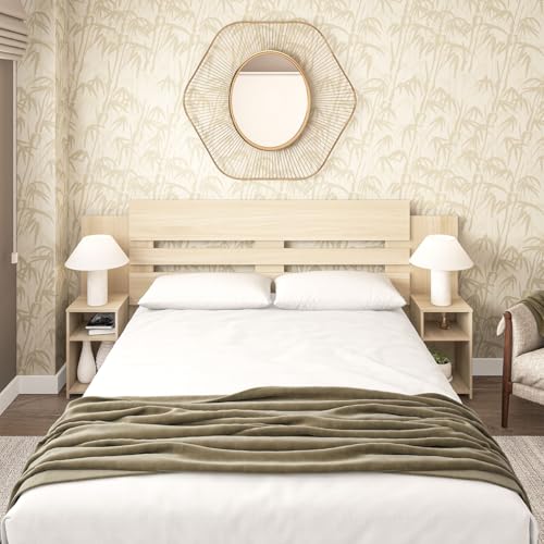 Consejos para Comprar Cabecera y Buros los 5 mejores. 45 MOBI Cabecera Queen Verona – Respaldo de Madera Color Legno Salinas - Dos Buros Empotrados - Largo 234cm x Alto 110cm – Recamara