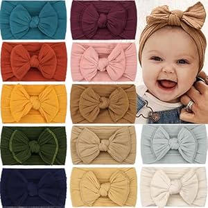 CÉLLOT Super Stretchy Soft Knot Headbands with Hair Bows Head Wrap Hair Accessories For Newborn Baby Girls Infant Toddlers Kids