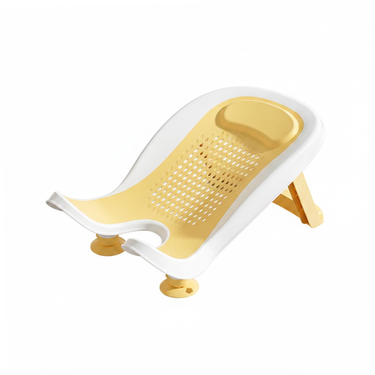 Bañera para lavabo para bebé, soporte para bañera para lavabo para bebé, higiénico sin retrolavado con respaldo ergonómico y ventosas, amarillo