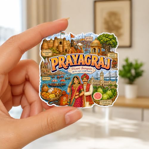 Image of Zesta Wooden Fridge Magnets Set | Refrigerator Decor Magnets for Kitchen | India Souvenir Fridge Magnet Collection | Wooden Magnet for Fridge Door Decoration (Prayagraj)