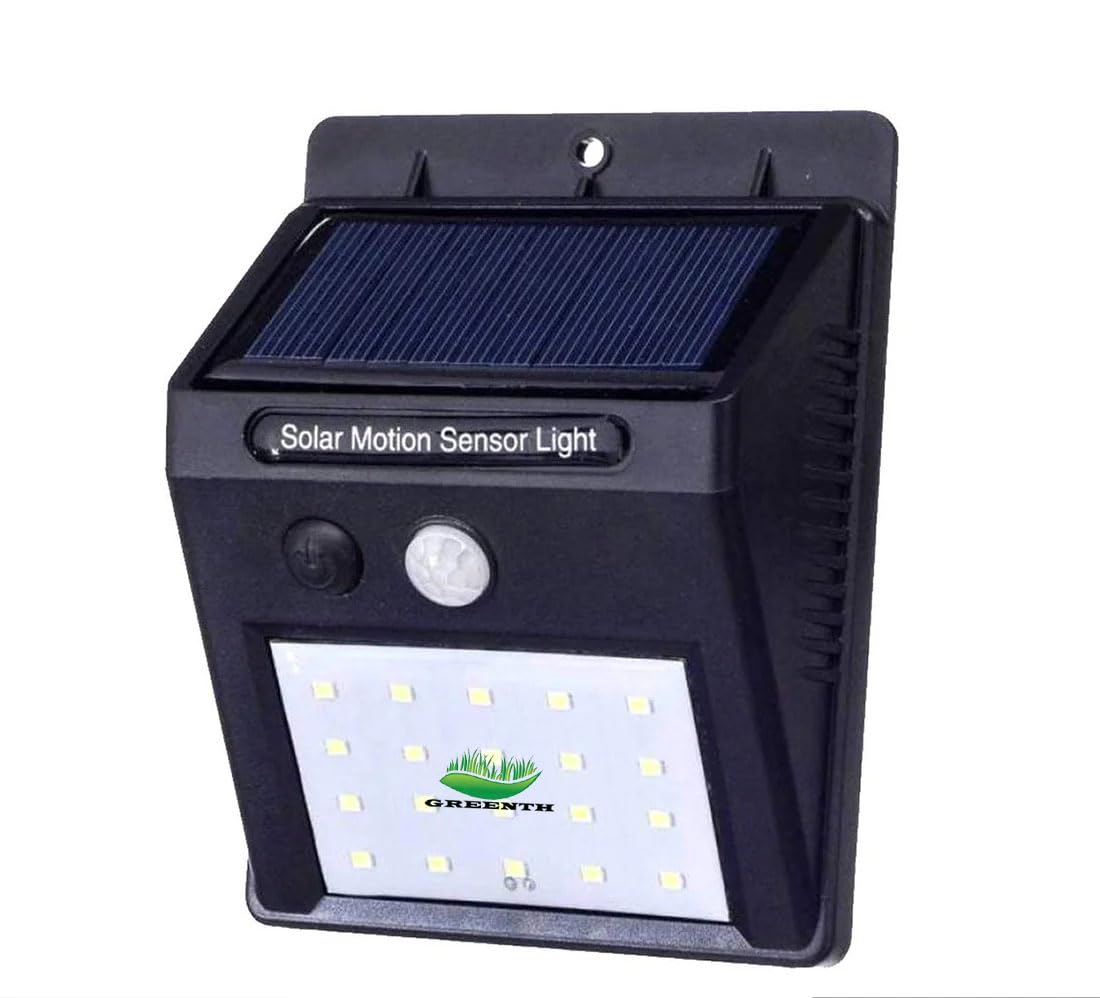 Greenth Solar Light Outdoor Waterproof Motion Sensor Lights Wall Night Light with 2 Modes for Fence Garage Yard Step Stair [ White Light,Pack of 1, 20LED ]-image-0