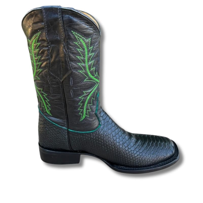 Image of Men's Alex Exotic Caiman Python Western Cowboy Boots Square Toe Pull On Tall Shaft bota de vaquero para hombre