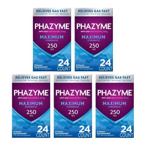 Maximum Strength Phazyme 250mg Anti Gas 24 Softgel (Pack of 5) Cover