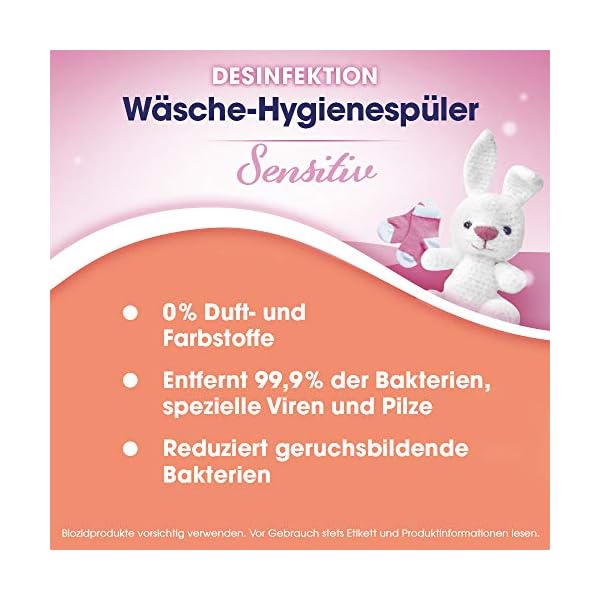 Sagrotan Wäsche-Hygienespüler Sensitiv 0% – Desinfektionsspüler für hygienisch saubere und frische Wäsche, ohne Farb… – Bild 4