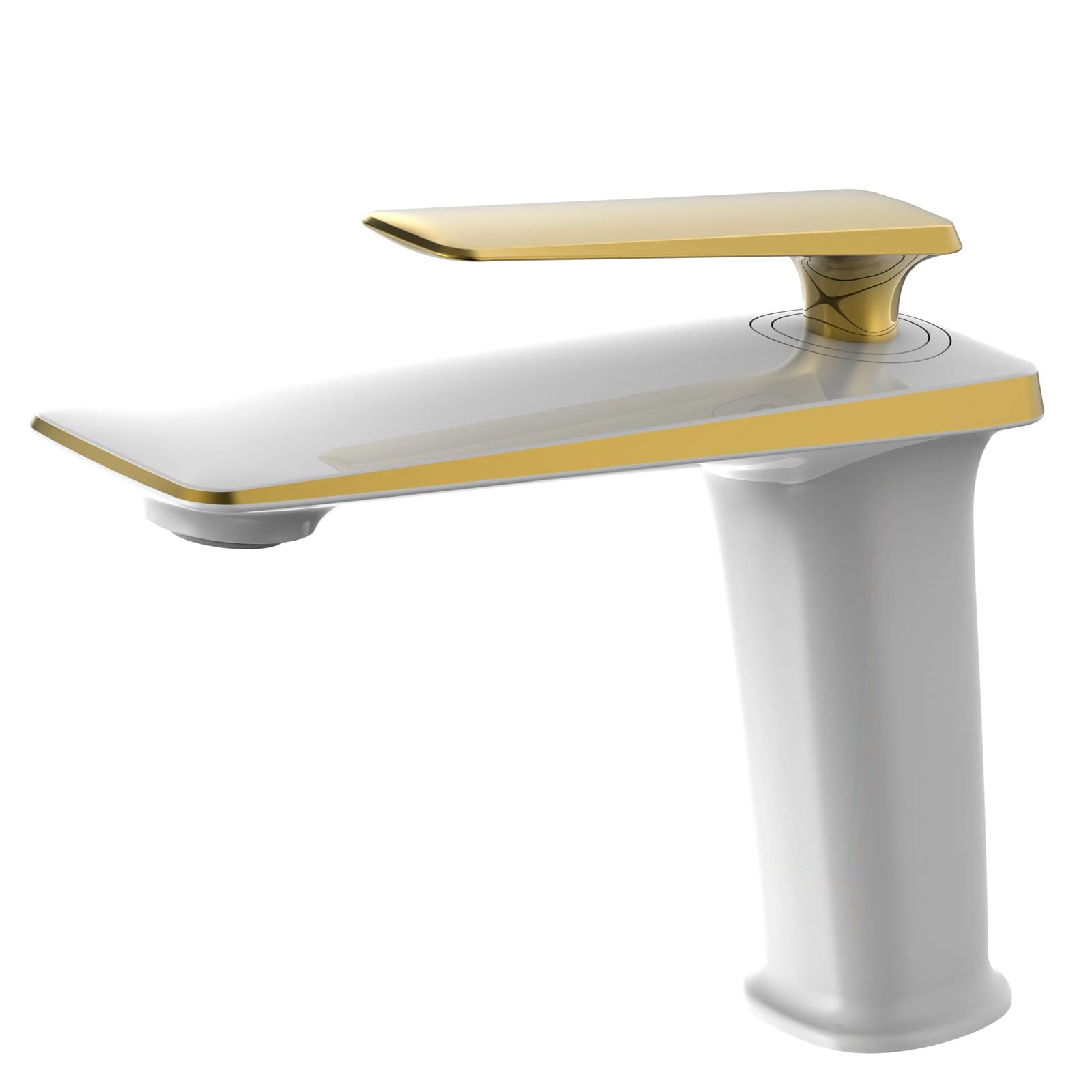 JRUIA Retro Zirconium Gold + White Kitchen Faucet, Water Saving Basin Faucet, Ceramic Valve Insert, Cold Hot Water Supply