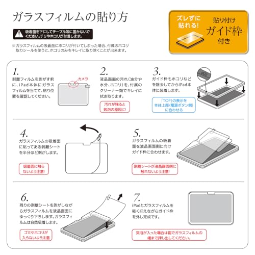 iPad Air 11インチ 2025 / 2024 (M3/M2) 用 ガラスフィルム ペーパータッチ ケント紙タイプ ズレずに貼れる 貼り付けガイド枠付き
