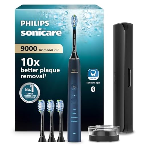 Philips Sonicare DiamondClean elektrische Zahnbürste der 9000er Serie – Schallzahnbürste, sauberere Zähne und Mundpflege mit 4x C3 Premium Plaque Defense-Bürstenköpfen, Aquamarine (Modell HX9911/89)