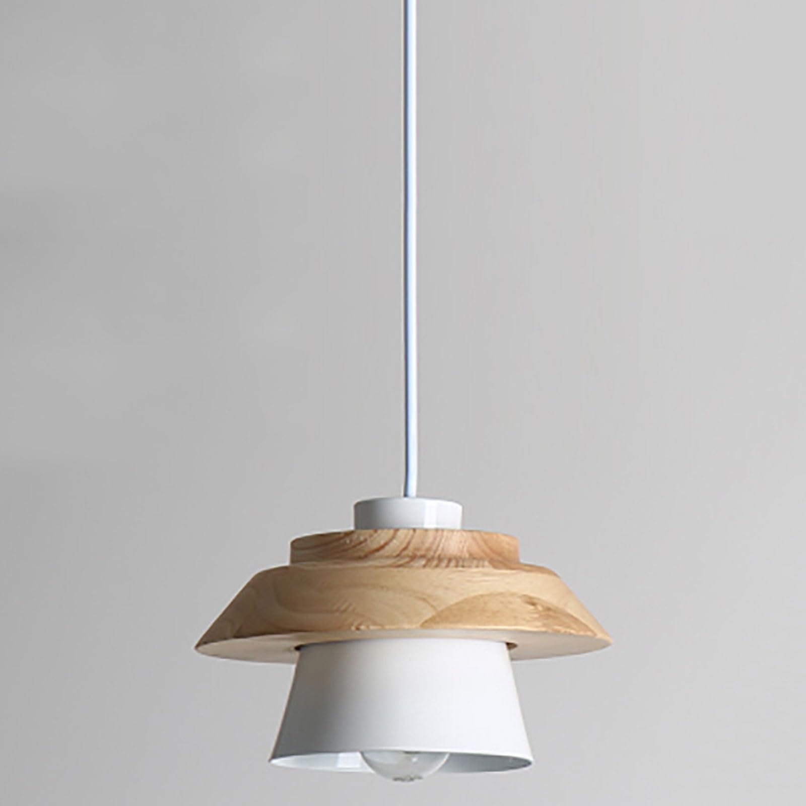 Rszcsmo White Simple Log E26 Bedside Pendant Light 7.87In Multi-Color Aluminum Single-Head Dining Hanging Lamp, Balcony, Stairwell, Dining Table, Lighting Fixture
