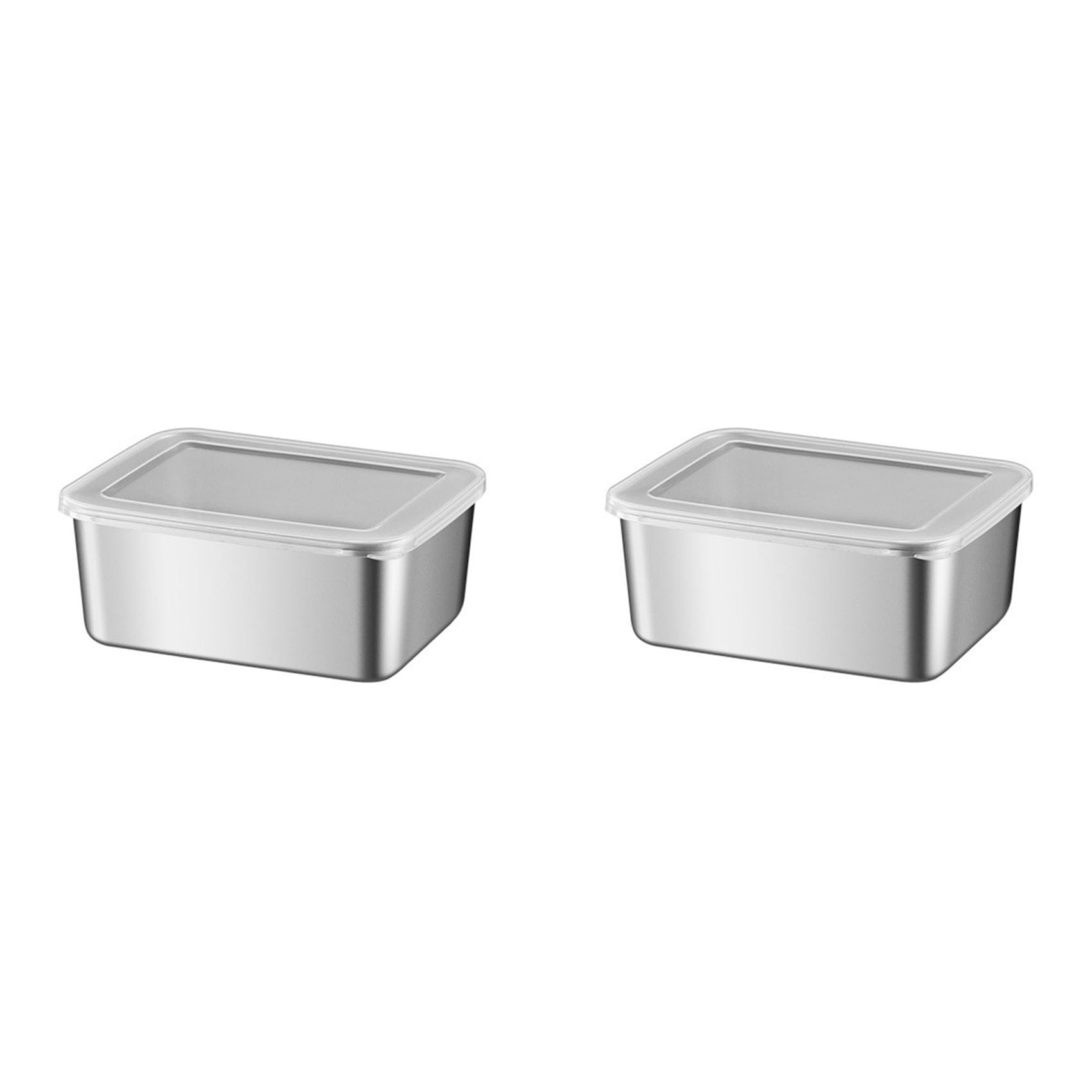 Vjsujehgy 2X Stainless Steel Refrigerator Crisper Food Storage Box with Plastic Lid Prepare Seafood Fruit Vegetable Picnic Box S