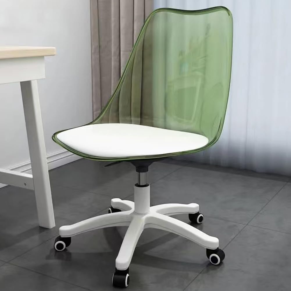 Low Roller Seat Rolling Stool Acrylic 360° Rotating Wheel Low Stool Mute Transparent Back Small Chair with Pulley Stool Shoe Change Stool Wheel Stool Chair, Children's Walking Stool (Green)