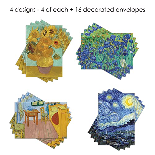 Image of RainCaper Fine Art Keepsake 5x7 Blank Stationery van Gogh Greeting Note Cards With Decorative Envelopes, Gift Boxed Set of 16 | 300 GSM Cardstock (van Gogh Favorites)