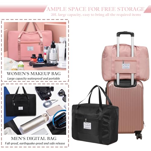 Personalized Folding Duffle Bag, Custom High Capacity Luggage Bag w/Embroidered Name, Customized Cloth Bags with Handles for Women/Men Sports Dance Gym Travel Weekender Overnight Bridesmaid4