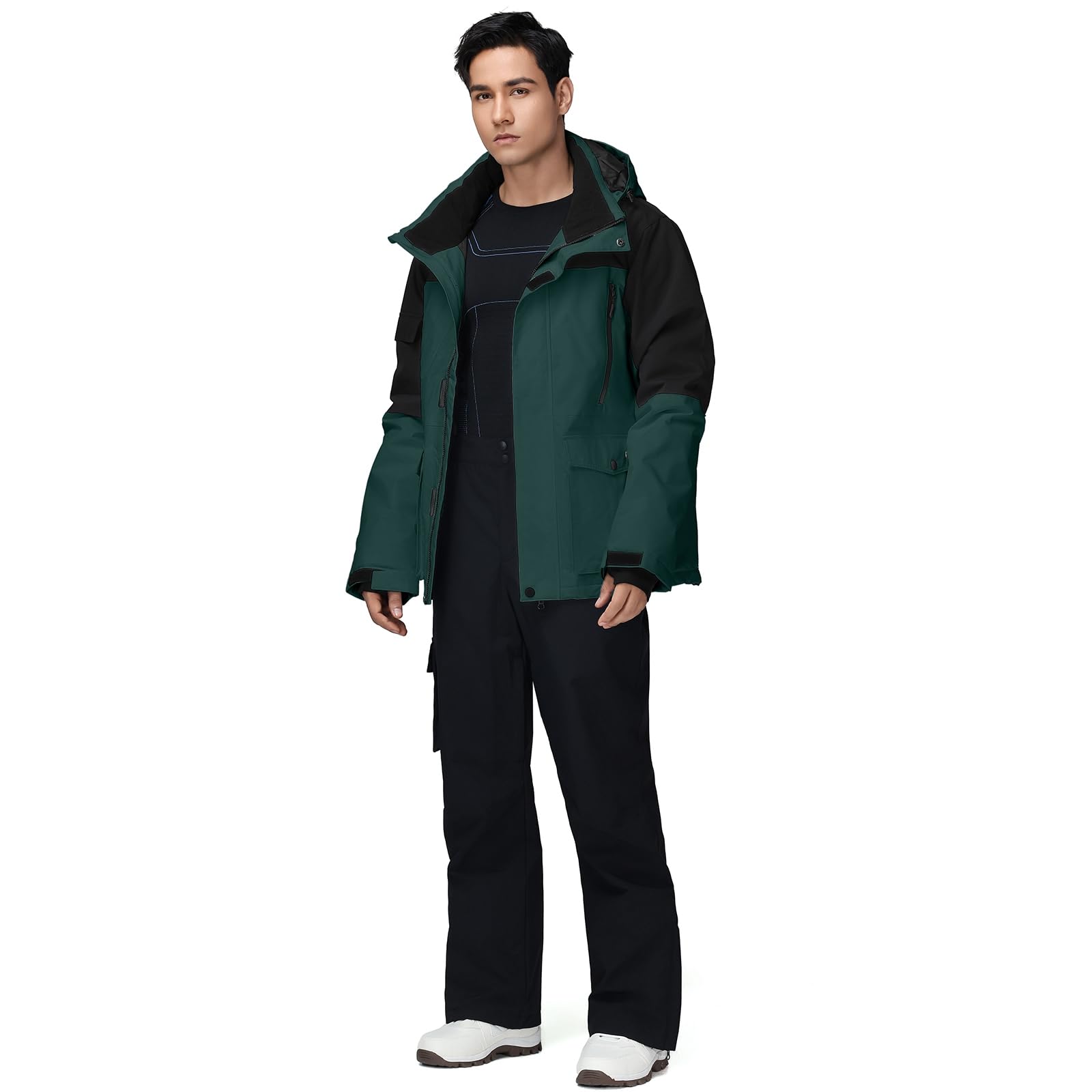 HOTIAN Conjunto de chaqueta y pantalones de esquí para hombre, traje de nieve de invierno, cálido, impermeable, a prueba de viento, ropa de esquí y snowboard