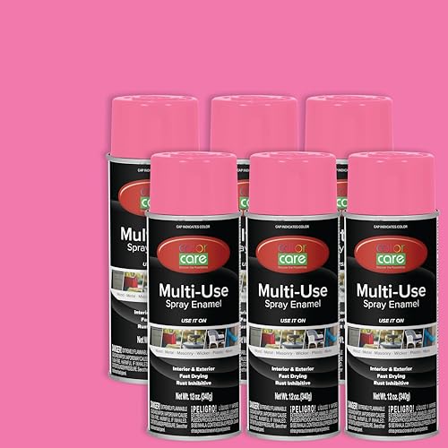 COLOR CARE Spray Paint 12 oz 6-Pack (Gloss Pink) All-Purpose Indoor & Outdoor Rust Resistant for Wood Metal Plastic & Masonry