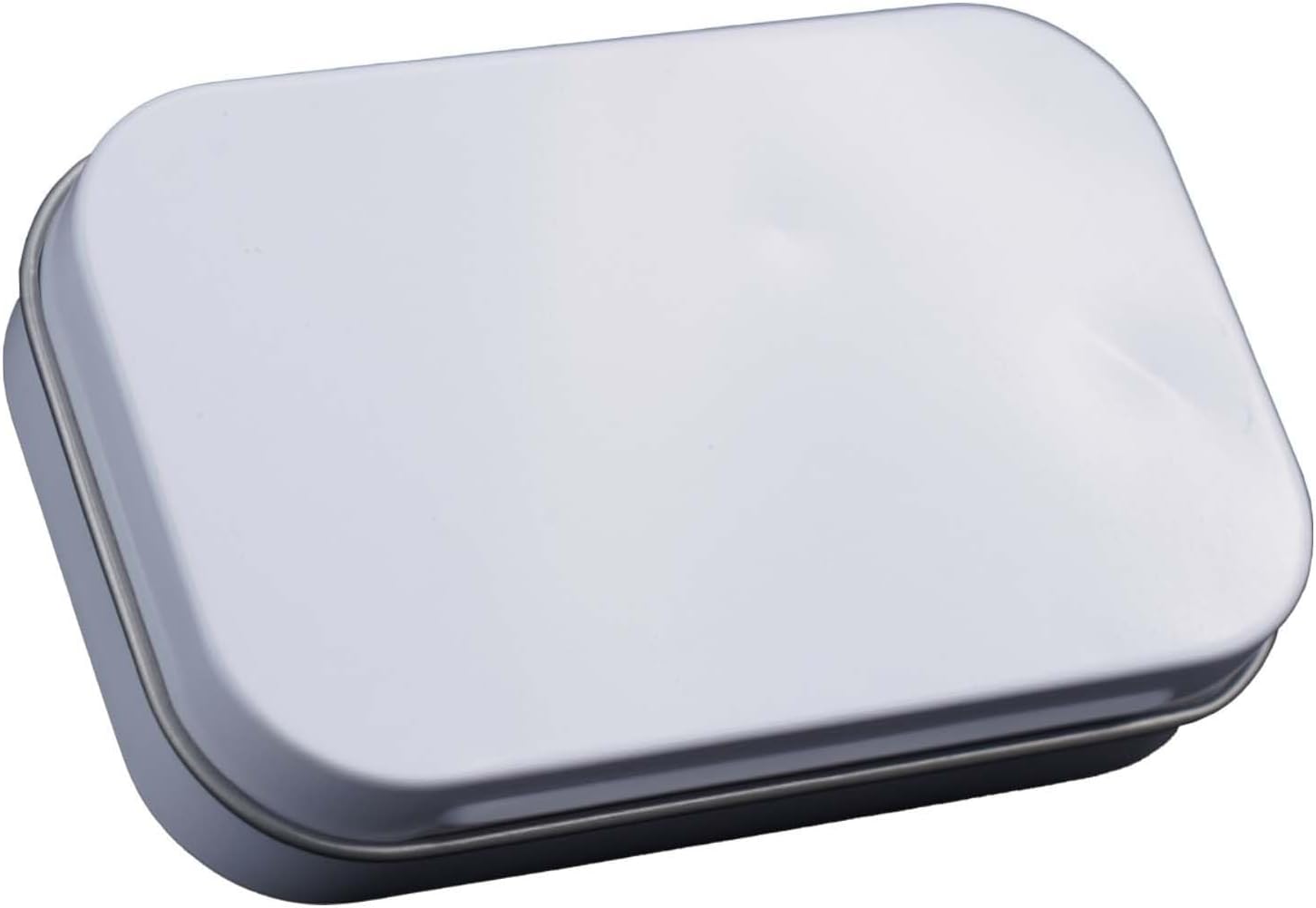 Metal Rectangular For Tin Box For Storage – Flip-Top Hinged Container, 95 x 60 x 20 mm, Food-Safe Tinplate, White, Compact & Portable For Gum, Jewelry