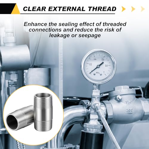 Image of 4 Pcs 304 Stainless Steel Pipe Fittings 3 /4 inch NPT x 3 /4 inch NPT Male Threaded 2 inch Length Nipple Cast Pipe Fittings for Oil Air Fuel
