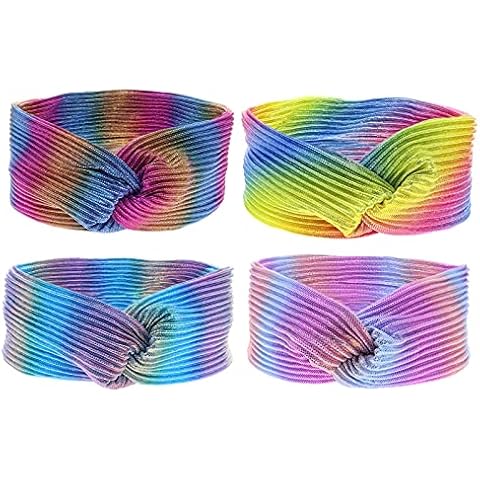 FROG SAC 6 PCS Knot Mermaid Headbands for Girls, Kids Wide Headbands for Little Girl Hair Accessories, Cute Rainbow Birthday Party Favors, Stretch Hippie Turban Fabric Head Bands, Tie Dye Hair Band Cover