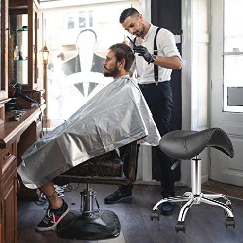 Luxmars Saddle Chair Rolling Ergonomic Swivel Chair With Soft Comfortable Cushion And Wheels Hydraulic Adjustable Stool For Home Office Dental Tattoo Salon Shop Use - White, With Backrest #TOP1