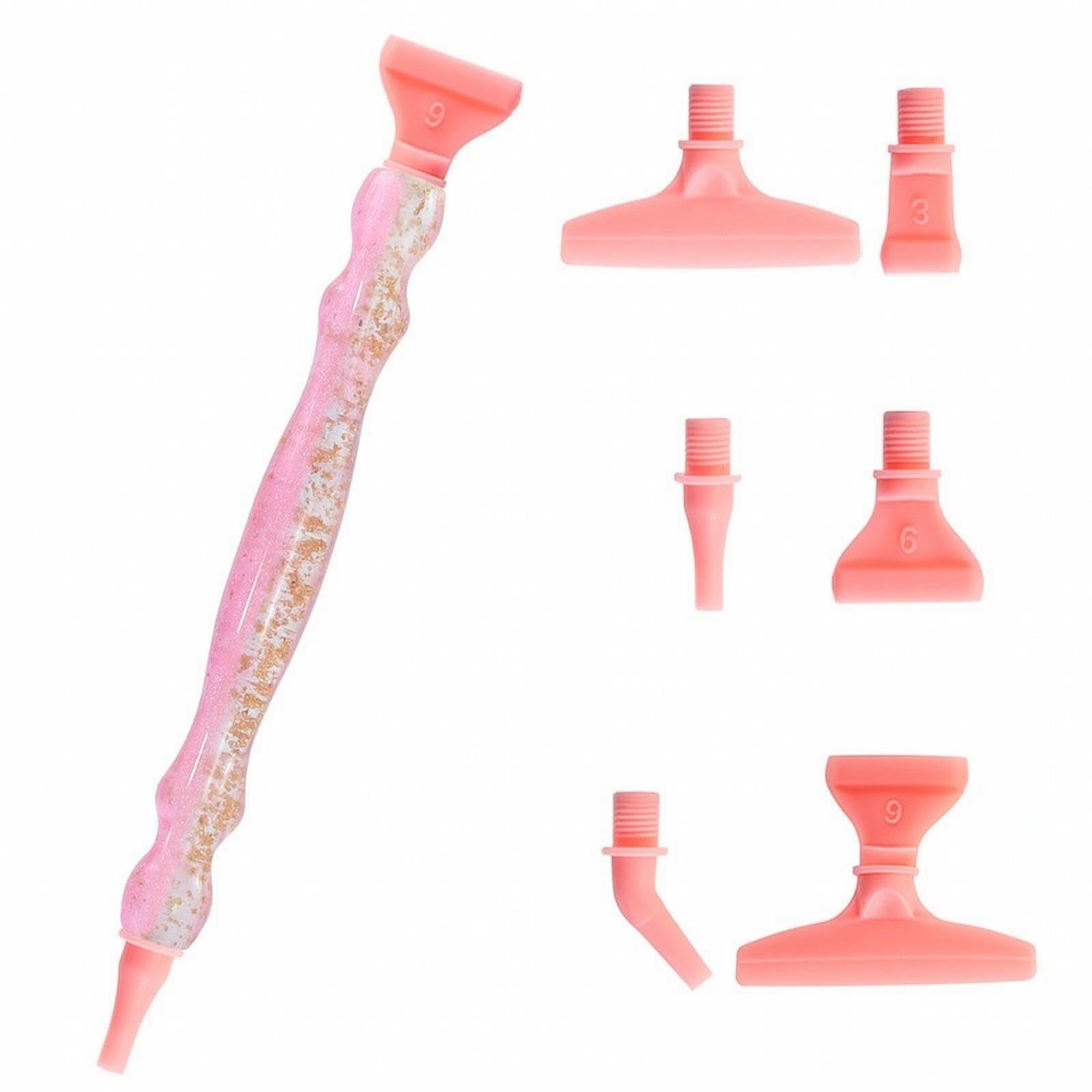 Dotting Pen with Interchangeable Heads Multi-Head Dotting Pen Glitter-Filled Craft Implements for Crafters, Hobbyists Pink 6-Head-image-25