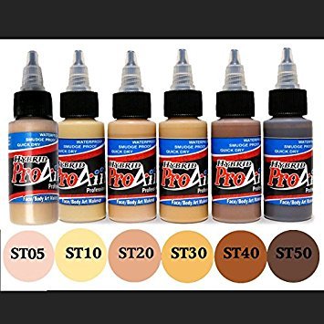 Face Painting Makeup - ProAiir Water Resistant Makeup - 1 oz (30ml) Skin Tones (set of 6)