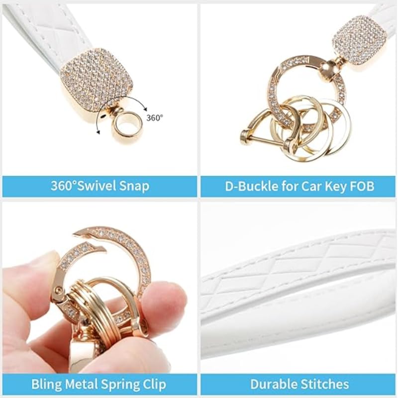 Portachiavi Auto In Pelle Con Strass - Portachiavi Universale Con Cacciavite E Anelli - Foto 11