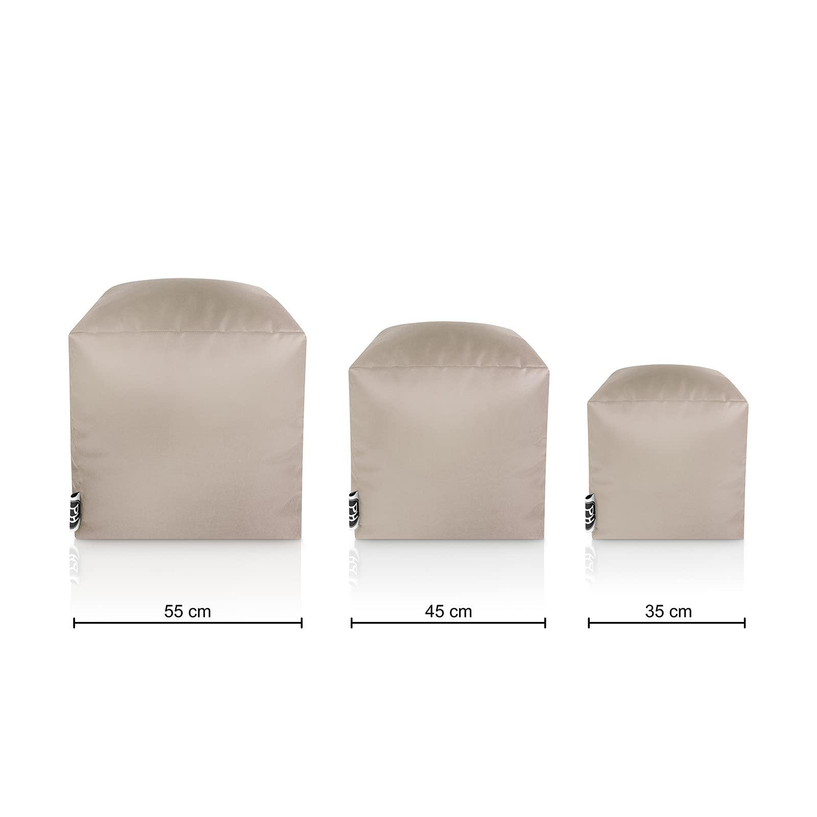 PATCH HOME Square Sitzsack Würfel Hocker mit Reißverschluss 45x45x45cm Creme