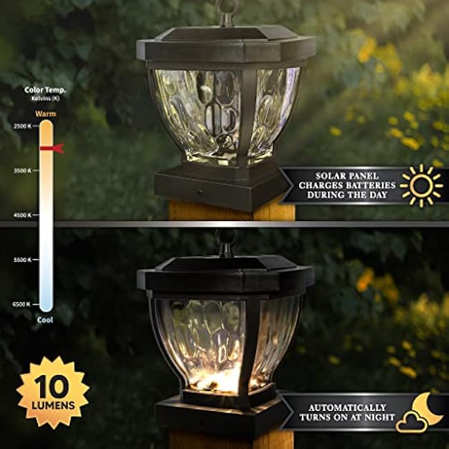 Classy Caps Manchester Solar Post Cap, Model SL994, 3.5x3.5, Dark Bronze - High-Performance, Energy-Efficient, Weather-Resistant, Durable Design, Fits 3.5x3.5 (4x4 Nominal) Posts, Ideal for Outdoor