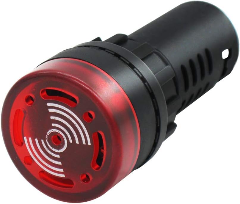 Besomi Electronics, AD16-16SM 12V Red Indicator Light with Buzzer, High-Decibel Alarm, LED Signal Lamp, Durable and Reliable for Industrial and DIY Applications