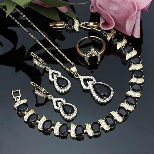 LMXXVJ Women Jewelry Set Platinum Plated Necklace Open Ring Earrings Bracelet Set,Birthday/Anniversary Mother’s Day Jewelry Gifts for Mom/Wife/Sister/Best Friend - Image 6