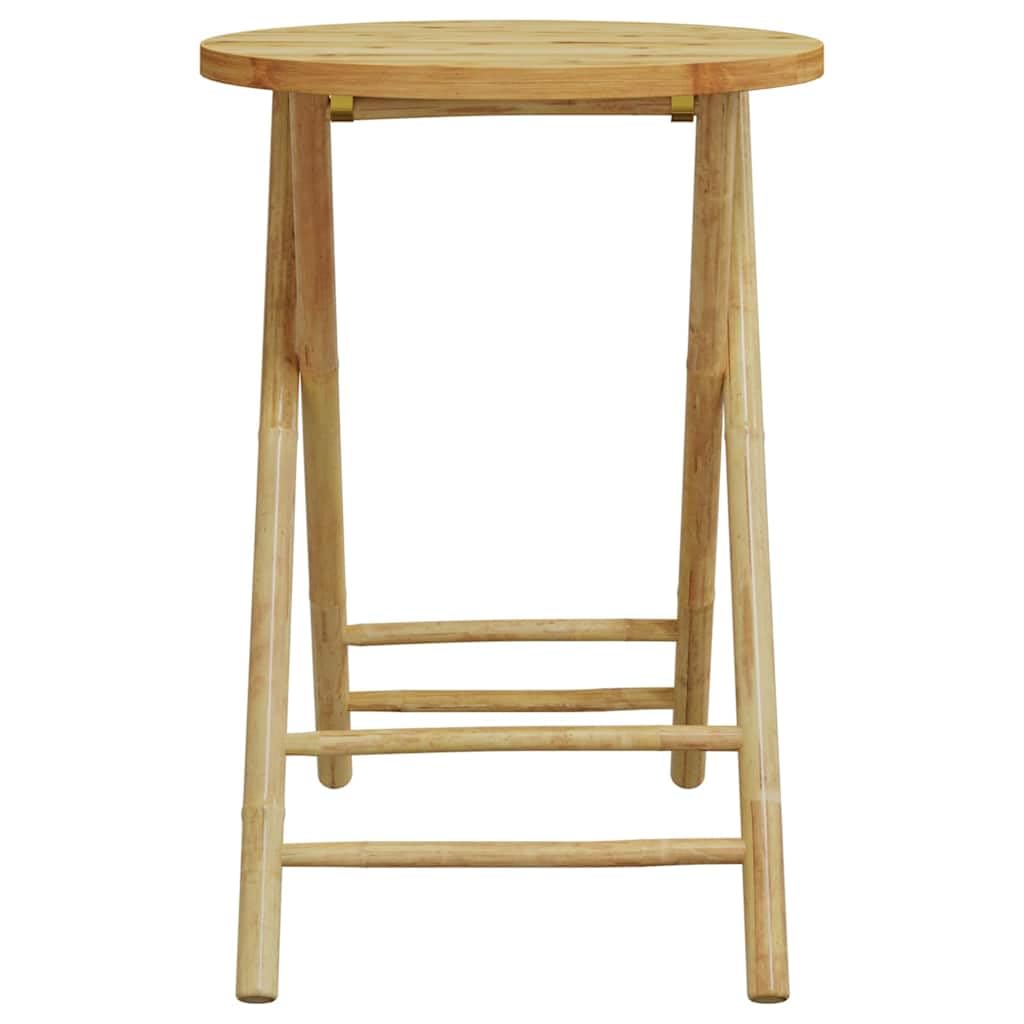 Set da bistrot pieghevole da 3 pezzi in bambù con cuscini imbottiti grigio scuro e rivestimenti rimovibili per balcone, giardino e terrazza
