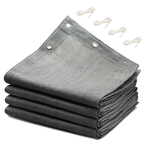 Voile d'ombrage rectangulaire 3.8 x 6.5 m gris clair avec oeillets