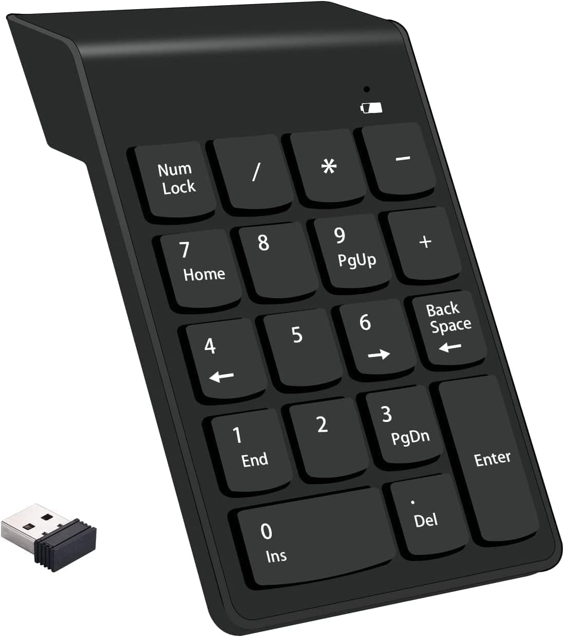 Wireless 18-Key Numeric Keypad Compact Number Pad with 2.4G Receiver for Laptop, Desktop, PC, Surface Pro Black-image-42