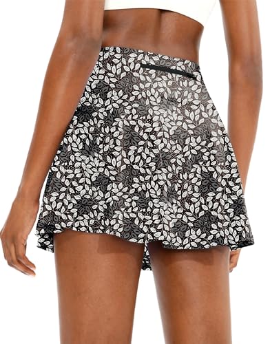Timuspo Jupe plissée de tennis pour femmes avec pantalon intégré, jupe de sport à taille haute avec poches, parfaite pour les sports d'été, la...