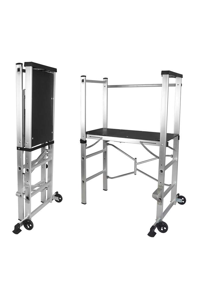 Svelt Trabattello Richiudibile in Alluminio – Altezza 1,55 m, Piano di Lavoro 88 cm, Ruote in PVC, Portata 100 kg, Compatto e Leggero per Fai da Te e Uso Domestico