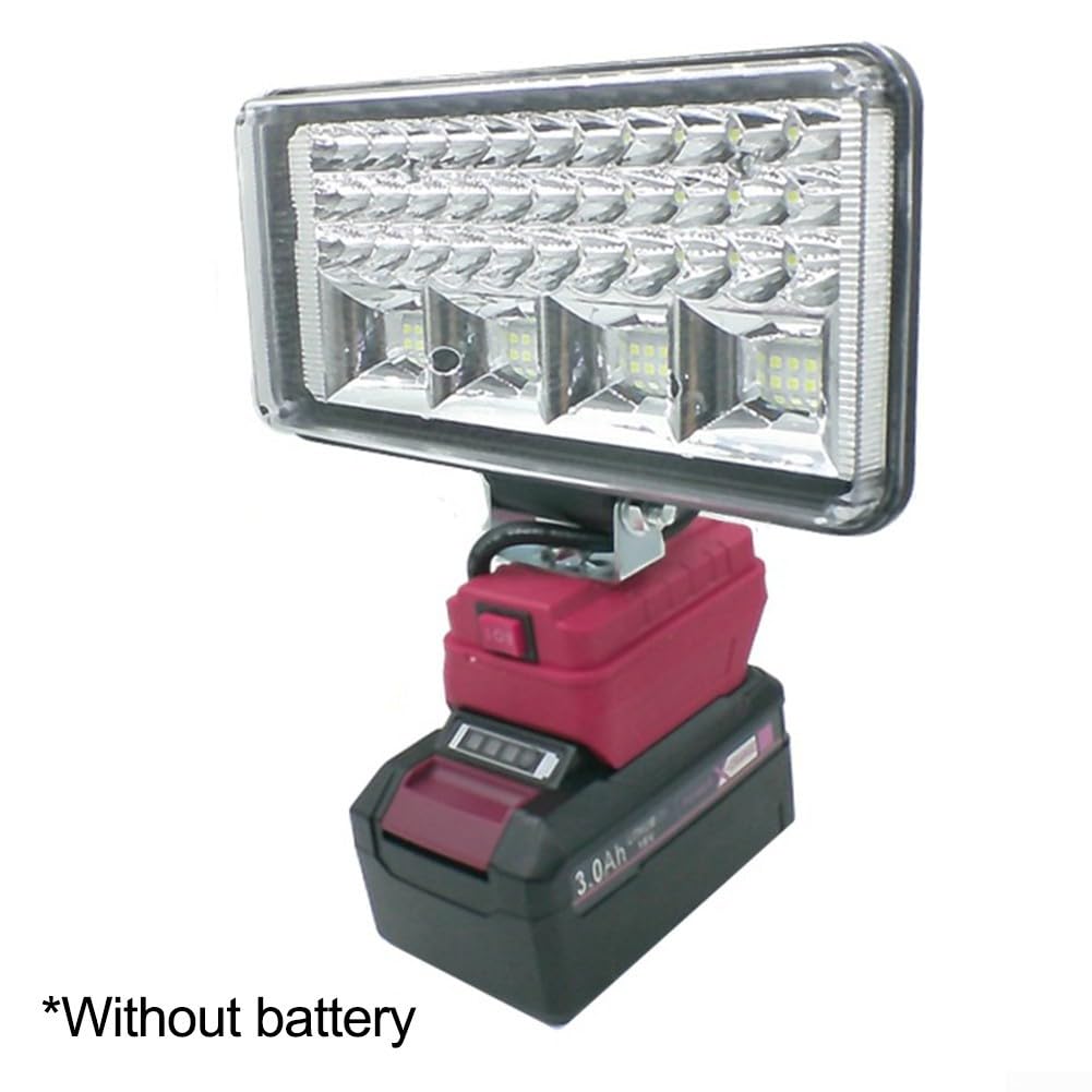 Luz de trabajo LED inalámbrica compatible con batería de iones de litio Einhell de 18 V, lámpara portátil de 57 LED, luz de inundación recargable para construcción, taller, exteriores (batería