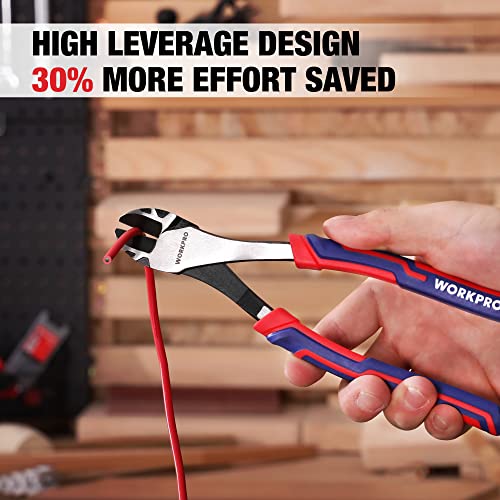 WORKPRO 8 Inch High Leverage Diagonal Pliers, Wire Cutters Heavy Duty in CRV Steel, Diagonal Cutters for Cutting Wires - Image 6