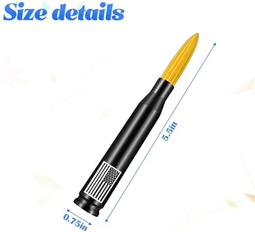 Miniatura 2 de BESULEN Antena de coche con bandera estadounidense, antena corta de radio AMFM de 5.5 pulgadas con adaptador de 9 tornillos y 2 anillos de goma,